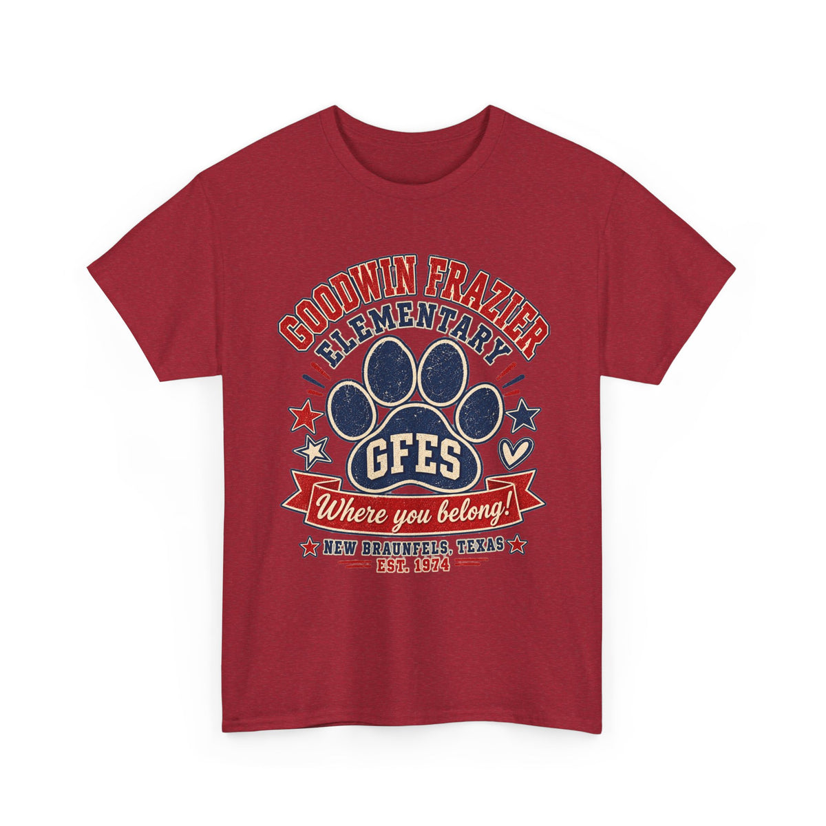 Goodwin Frazier Elementary GFES Paw Print T-Shirt — Where You Belong School Spirit Tee