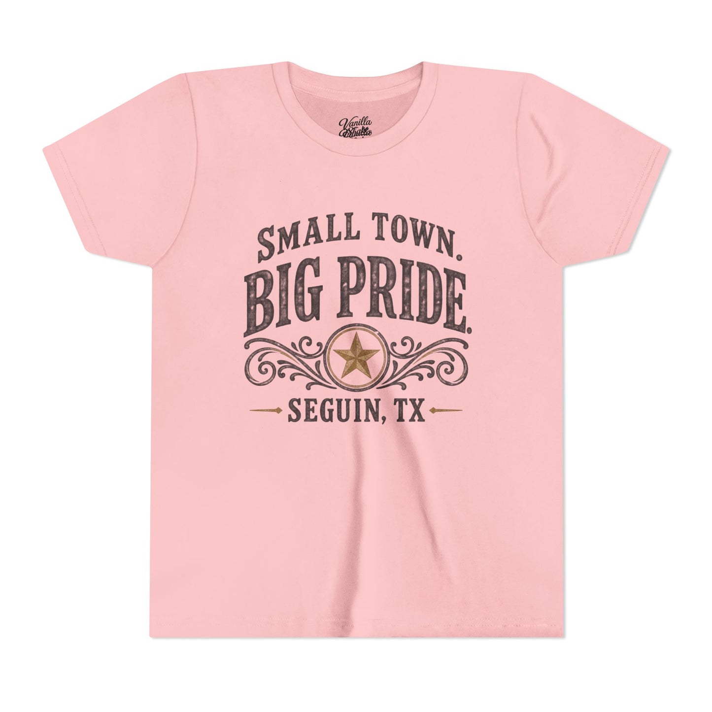 Youth Tee — "Small Town. Big Pride. Seguin, TX" Vintage Star