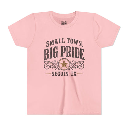 Youth Tee — "Small Town. Big Pride. Seguin, TX" Vintage Star