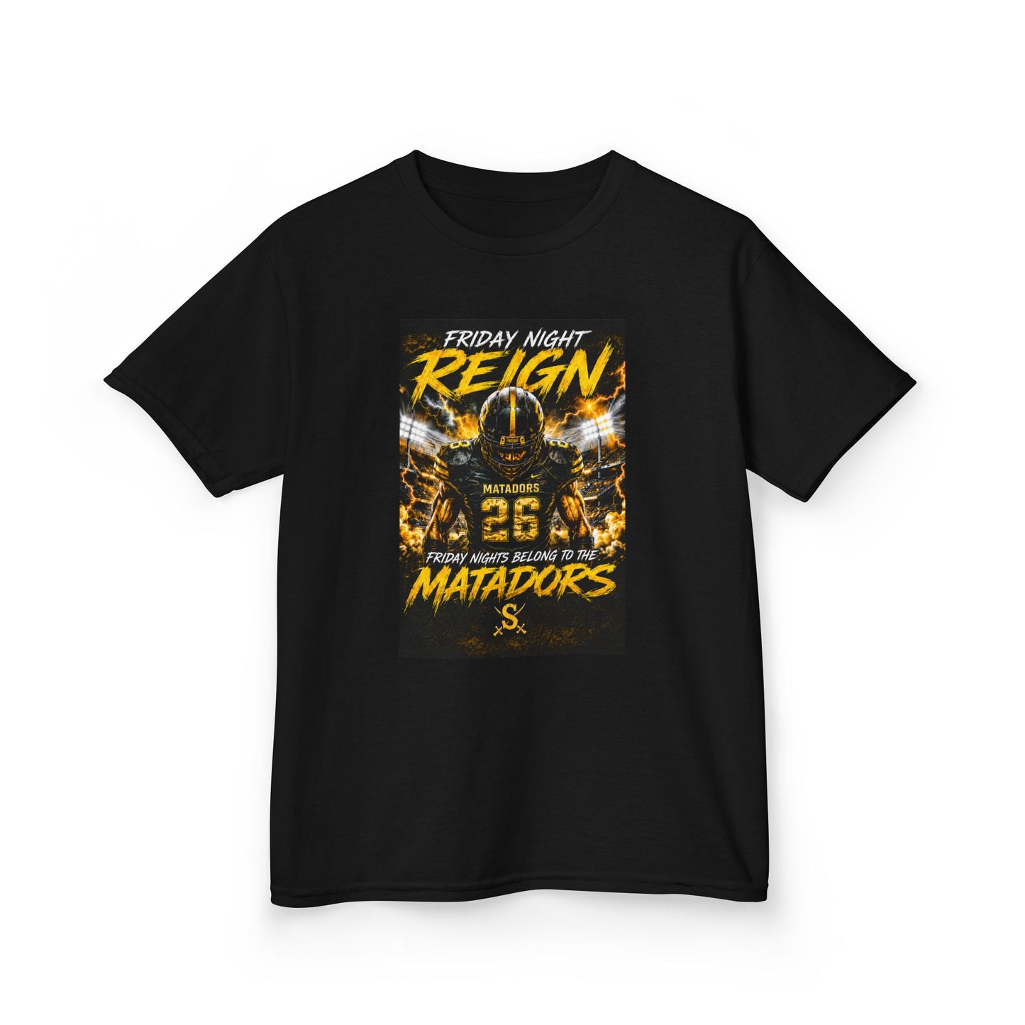 Kids T-Shirt — 'Friday Night Reign' Matadors Football Tee (Number 26)