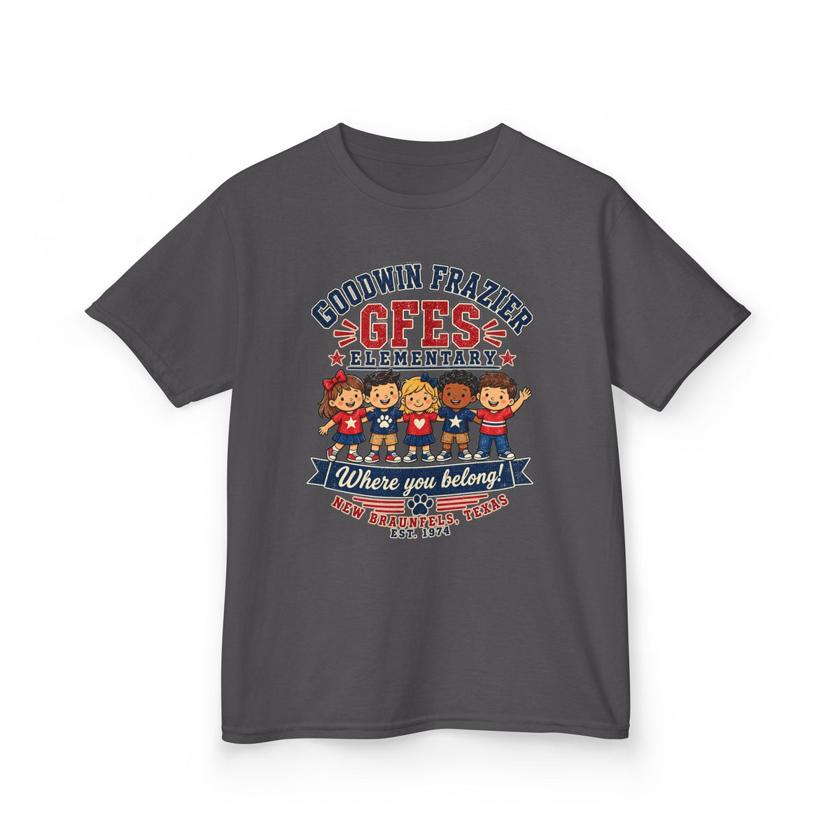 Kids T‑Shirt — "Goodwin Frazier G FES Elementary: Where You Belong" School Pride Tee