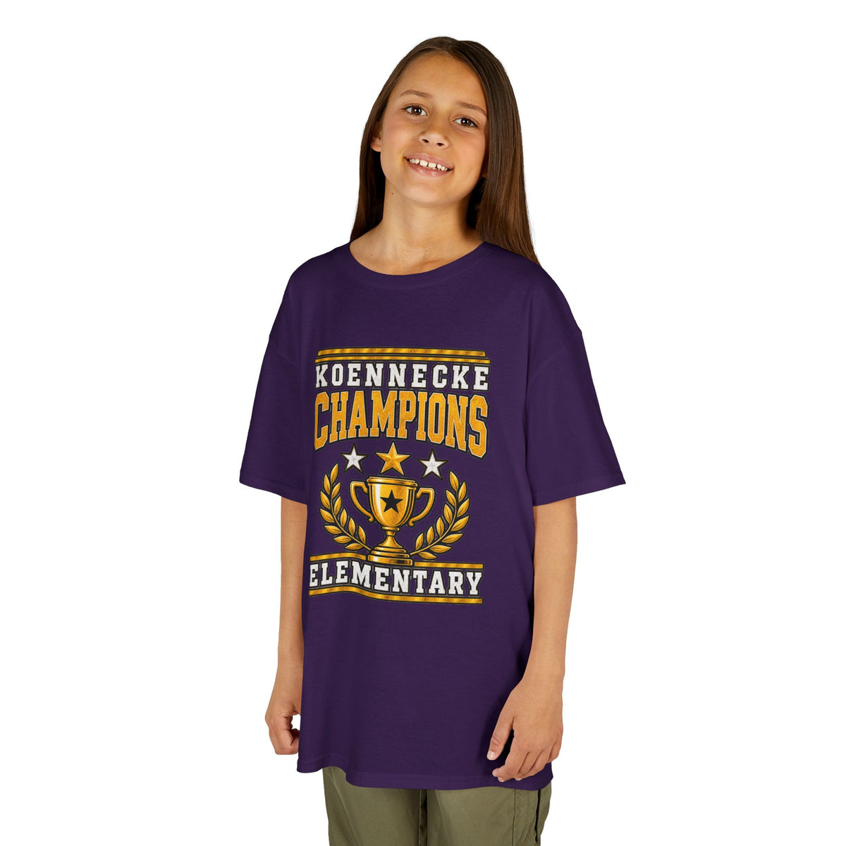 Koennecke Champions Elementary Kids T-Shirt — School Spirit Trophy Design