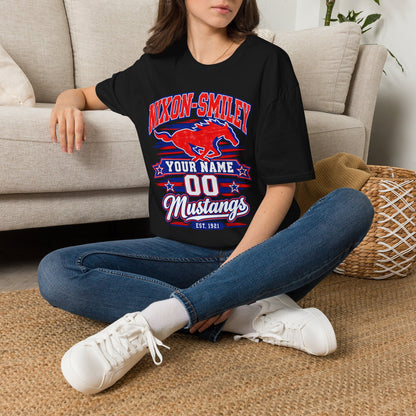 Customizable Mustang Team T-Shirt — 'Nixon-SMiley' Personalized Jersey Tee