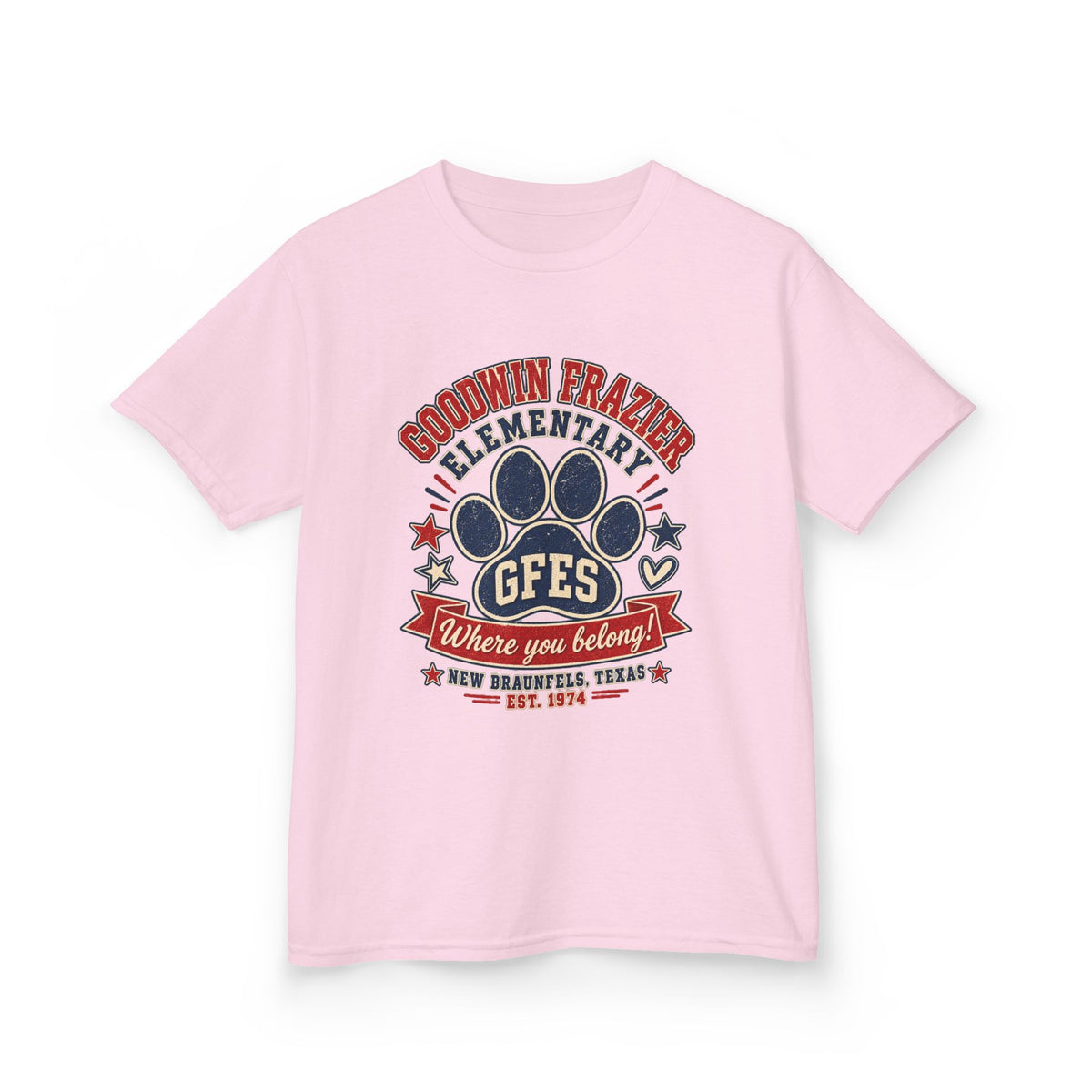 Kids Tee — Goodwin Frazier Elementary GFES Paw Print School Spirit Shirt