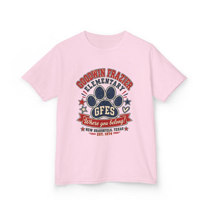 Kids Tee — Goodwin Frazier Elementary GFES Paw Print School Spirit Shirt