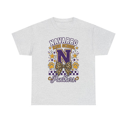 Navarro Panthers High School Tee — 'N' Leopard Ribbon Paw Print Design