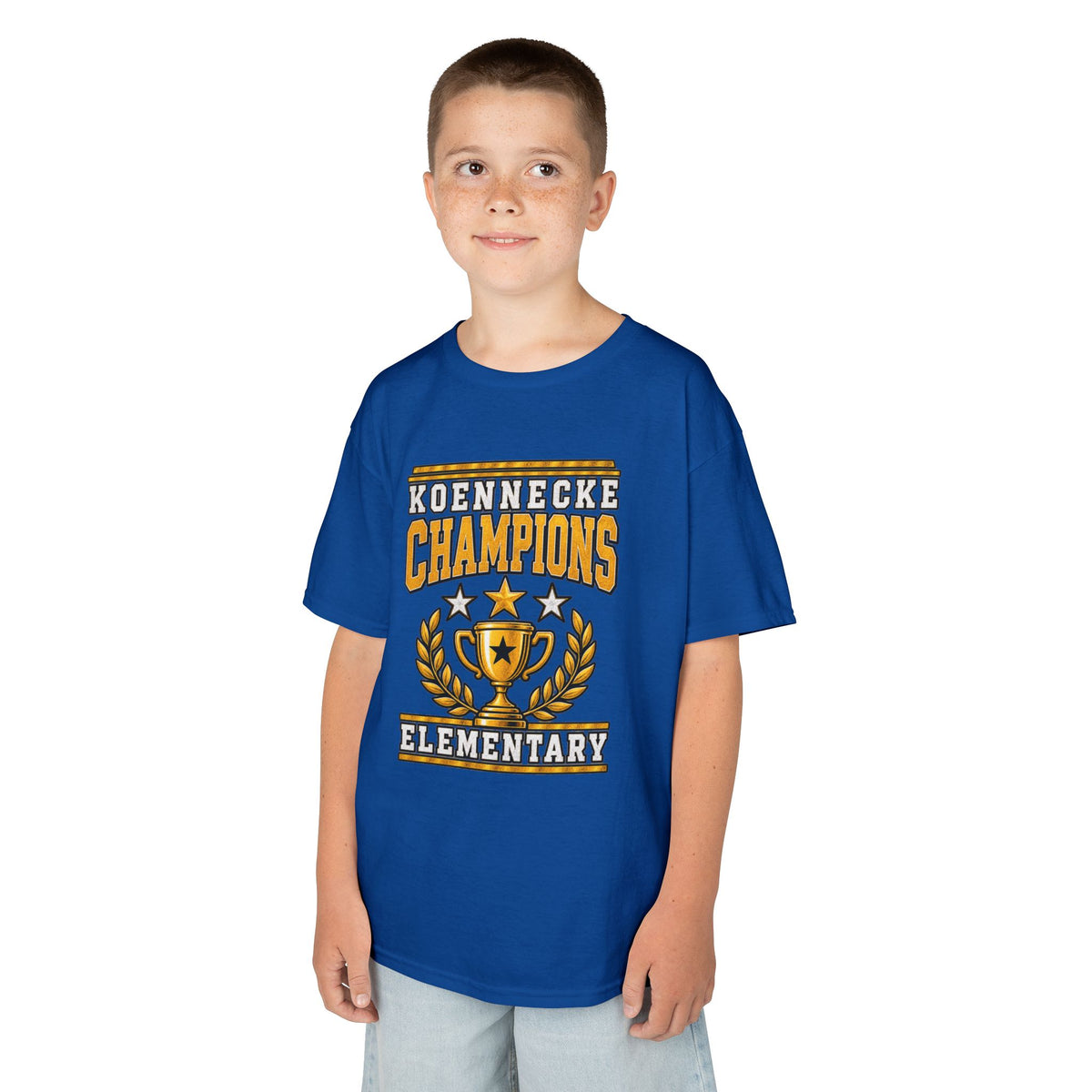 Koennecke Champions Elementary Kids T-Shirt — School Spirit Trophy Design