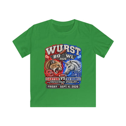 Kids Rivalry Football Tee — Canyon vs New Braunfels ‘Wurst Bowl’ 2026 Game Day Shirt