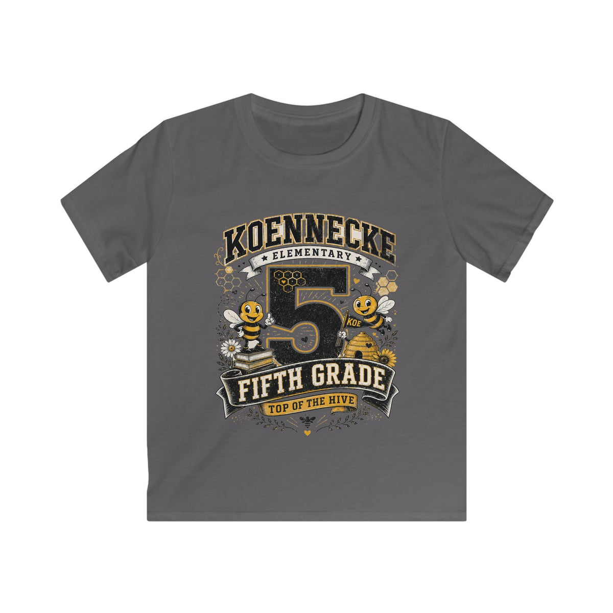 Fifth Grade Kids Tee - 'Koennecke Elementary Top of the Hive' School Spirit Shirt