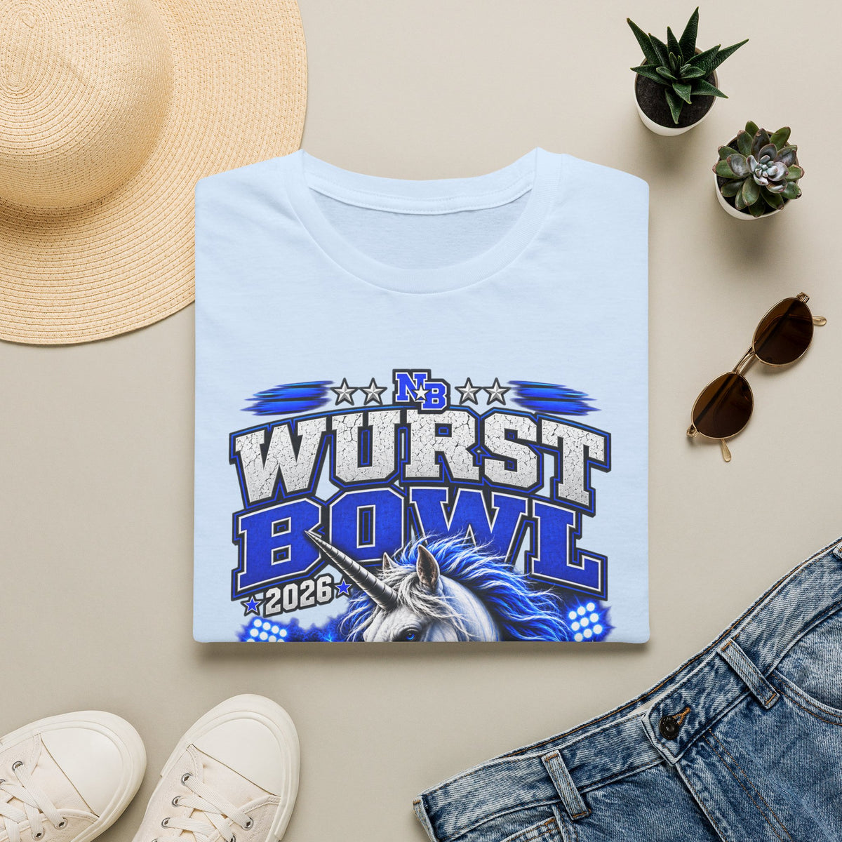 Wurst Bowl T-Shirt — New Braunfels 2026 Unicorn Football Event Tee