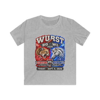 Kids Rivalry Football Tee — Canyon vs New Braunfels ‘Wurst Bowl’ 2026 Game Day Shirt