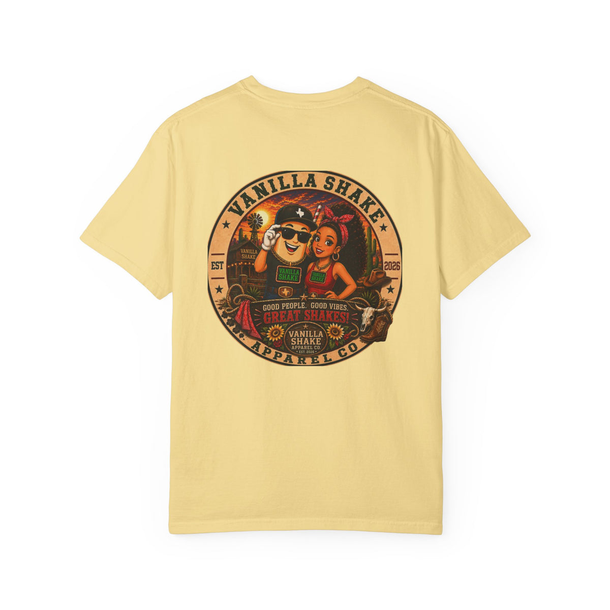 Mr. & Mrs. Shake Logo Unisex Garment-Dyed T-shirt