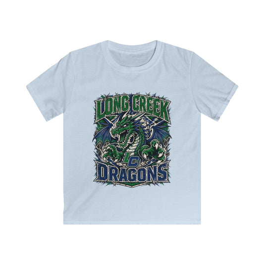 Long Creek Dragons Kids Tee — Green Fierce Dragon School Spirit Shirt