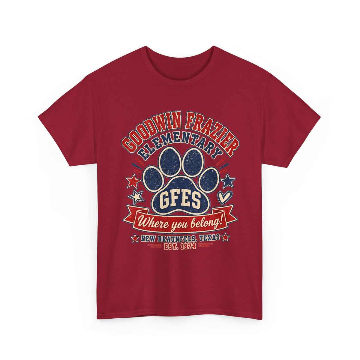 Goodwin Frazier Elementary GFES Paw Print T-Shirt — Where You Belong School Spirit Tee