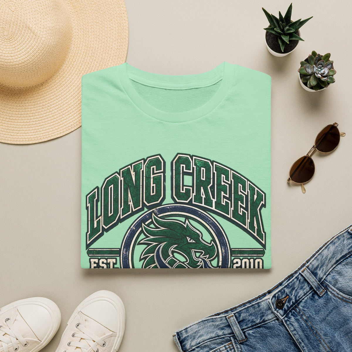 Long Creek High School Mascot T-Shirt — School Spirit Dragon Tee (Established 2010)