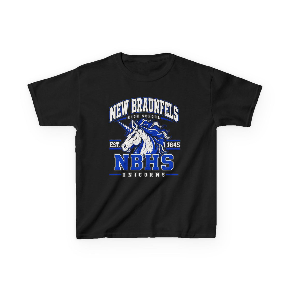 New Braunfels NBHS Unicorn Kids T‑Shirt — School Spirit Tee