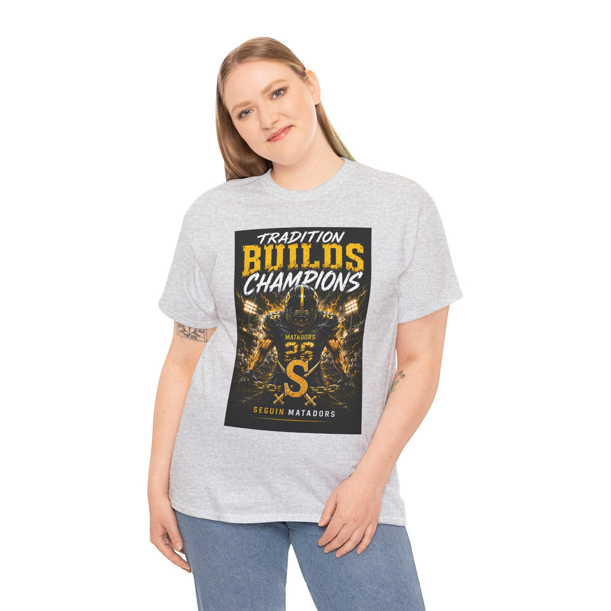 Tradition Builds Champions Football T‑Shirt — Senior Matadors Team Tee