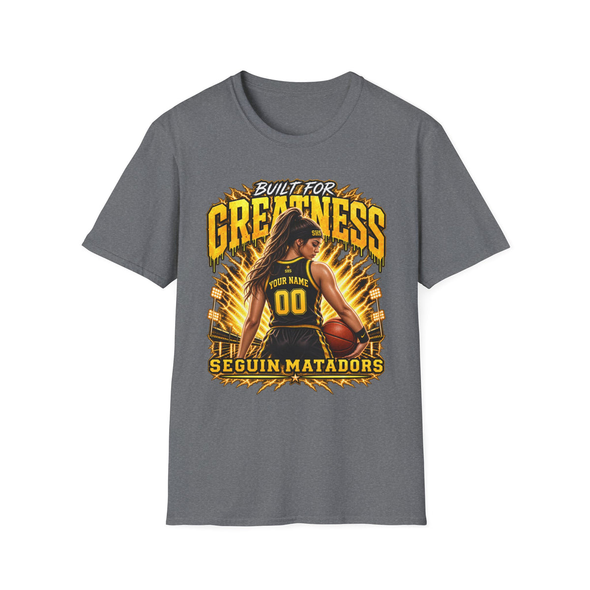 Custom Seguin Matador Girls Basketball Player Tee | Personalized Name & Jersey Number
