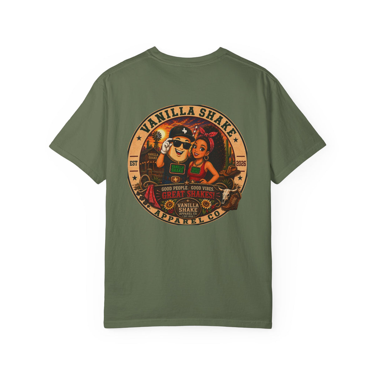 Mr. & Mrs. Shake Logo Unisex Garment-Dyed T-shirt