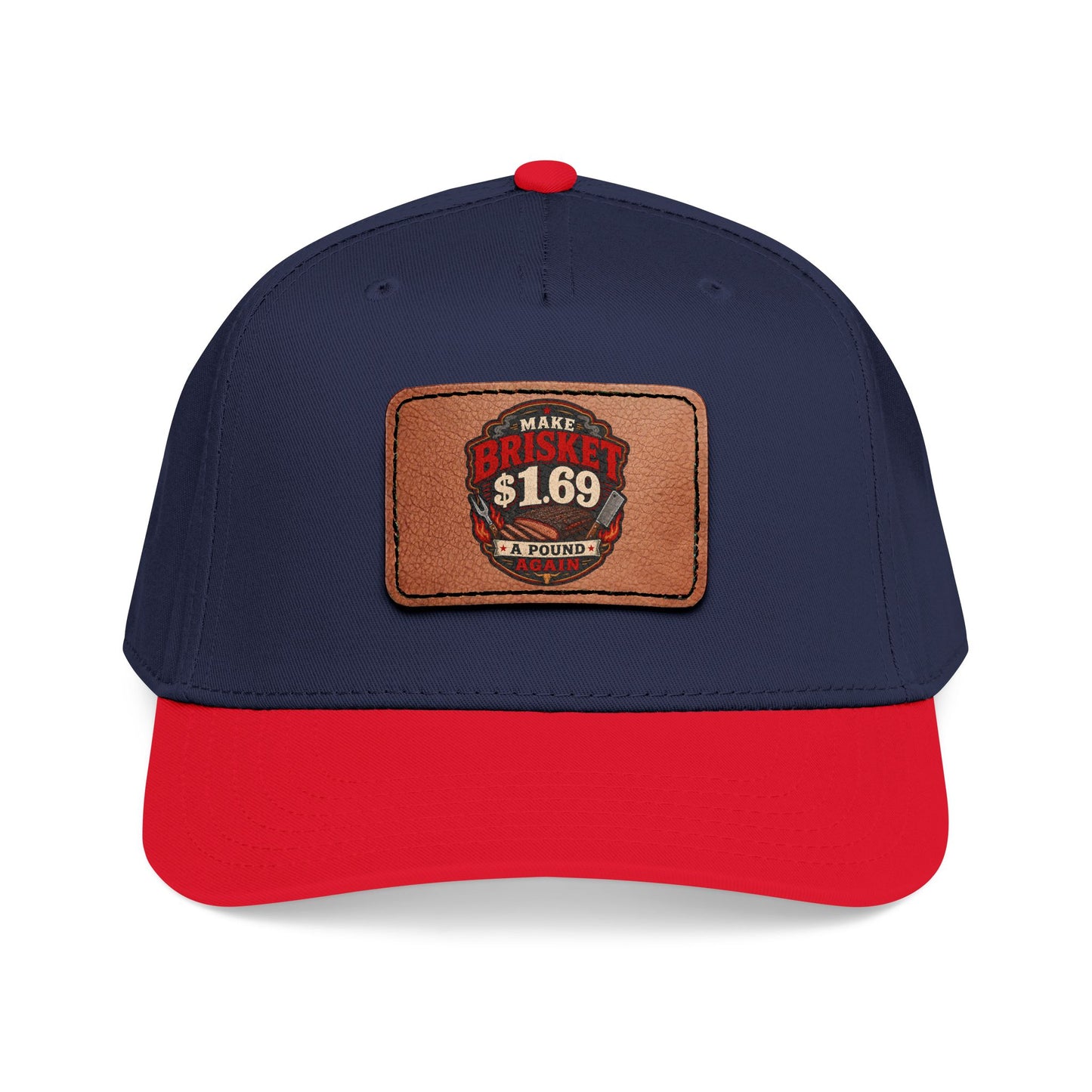 VSA Brisket Mid Profile Baseball Cap with Leather Patch (Rectangle)