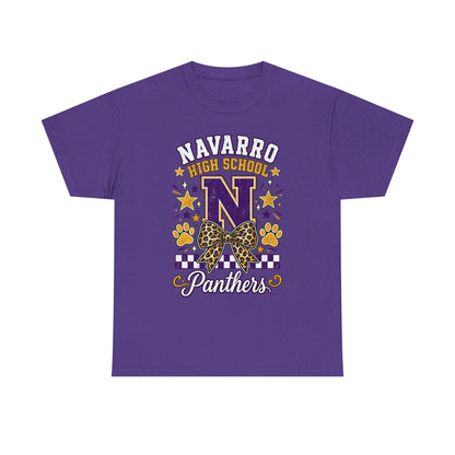 Navarro Panthers High School Tee — 'N' Leopard Ribbon Paw Print Design