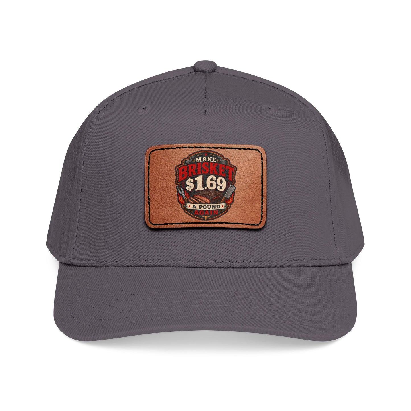 VSA Brisket Mid Profile Baseball Cap with Leather Patch (Rectangle)