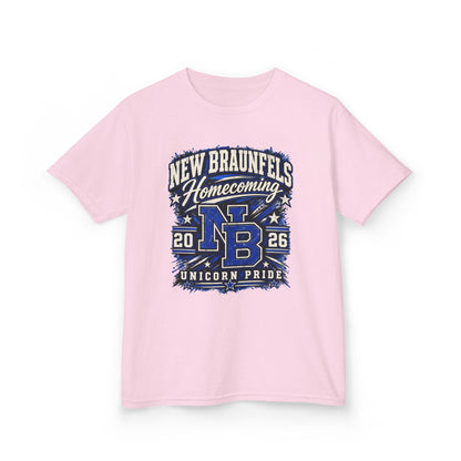 New Braunfels Homecoming 2026 Kids T‑Shirt — NB Unicorn Pride School Spirit Tee