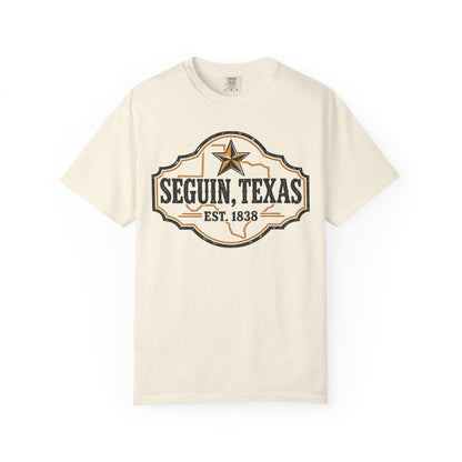 Seguin, Texas Vintage Badge T-Shirt — Est. 1838 Cotton Tee