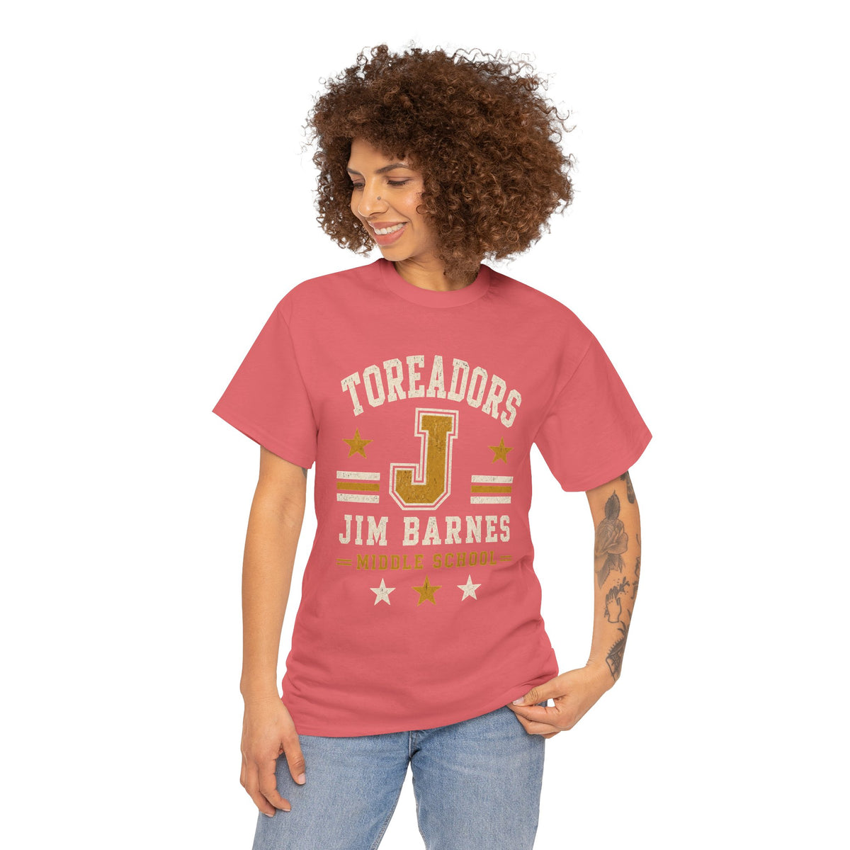 Toreadors Jim Barnes School Letterman Tee — Vintage School Spirit T-Shirt