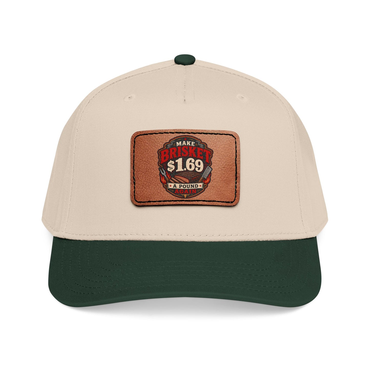 VSA Brisket Mid Profile Baseball Cap with Leather Patch (Rectangle)