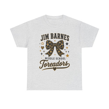 T-Shirt — Jim Barnes Middle School Toreadors Cheer Bow Design