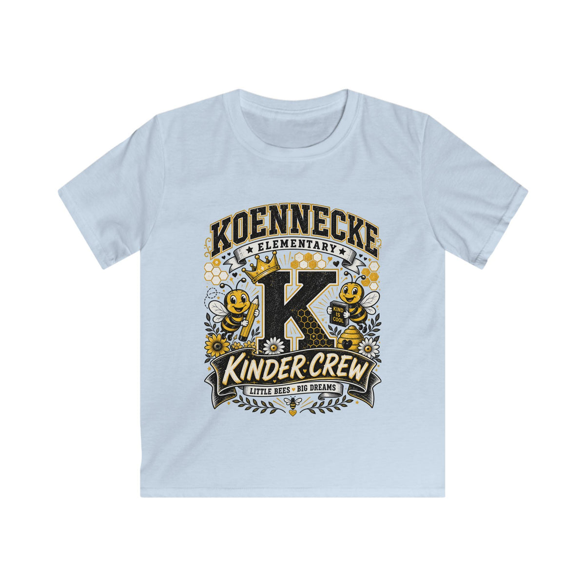 Kinder Crew Kids T‑Shirt — Kdennecke Elementary Kindergarten School Spirit Tee