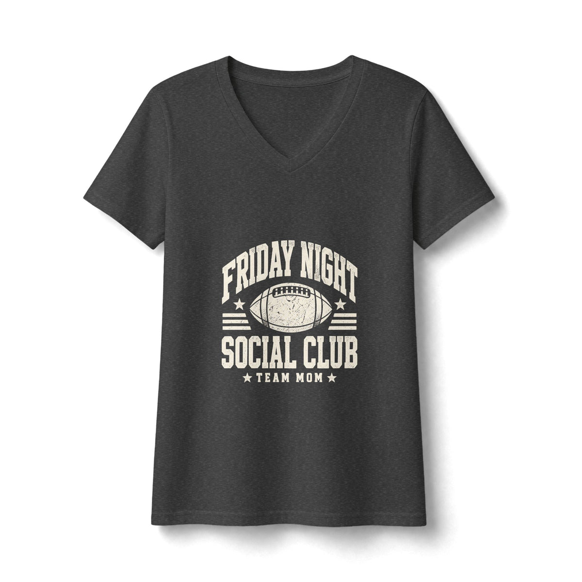 Friday Night Social Club V-Neck Tee — Team Mom Football T-Shirt