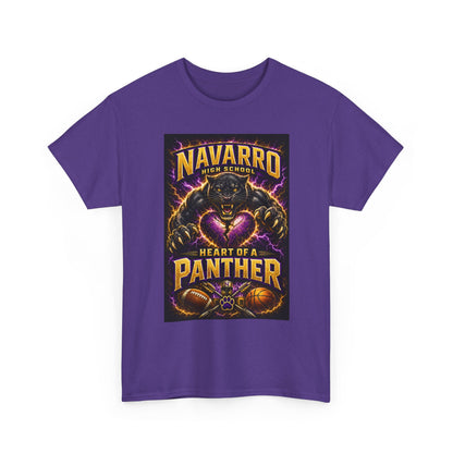Panther Football Tee — "Navarro Heart of a Panther" High School Mascot Shirt