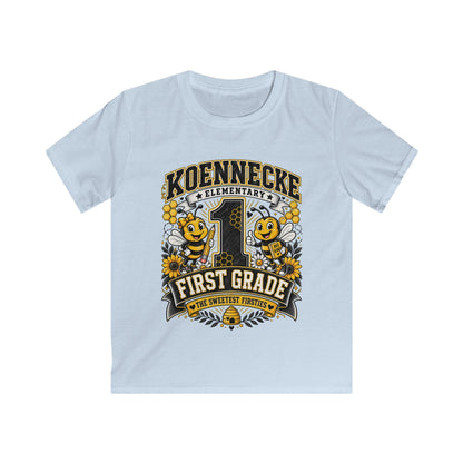 First Grade Kids Tee — 'Koennecke Elementary' Back-to-School Bee Design