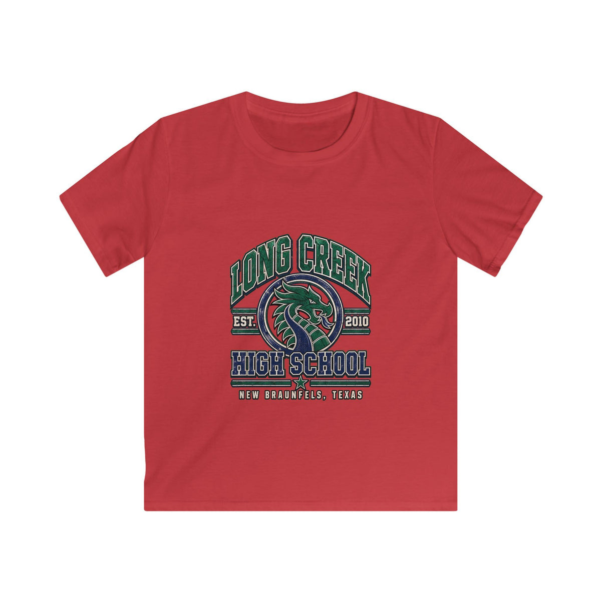 Long Creek High School Kids Tee – Dragon Mascot School Spirit Shirt