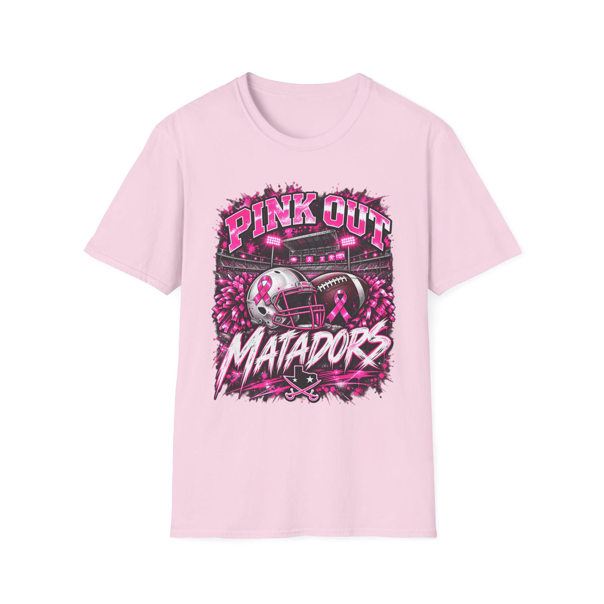 Pink Out Matadors Football T-Shirt — Breast Cancer Awareness Game Tee