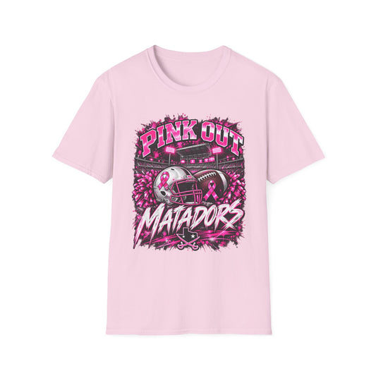 Pink Out Matadors Football T-Shirt — Breast Cancer Awareness Game Tee