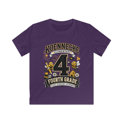 Koennecke Elementary Fourth Grade Kids T‑Shirt — '4 Fourth Grade' Bee School Tee