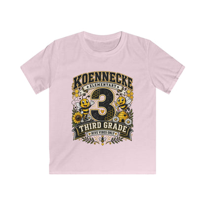 Third Grade Kids Tee - Koennecke Elementary 3rd Grade Sunflower Bee School Shirt