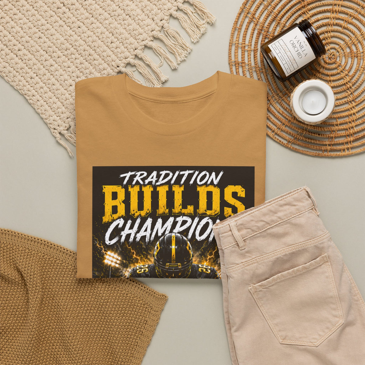 Tradition Builds Champions Football T‑Shirt — Senior Matadors Team Tee