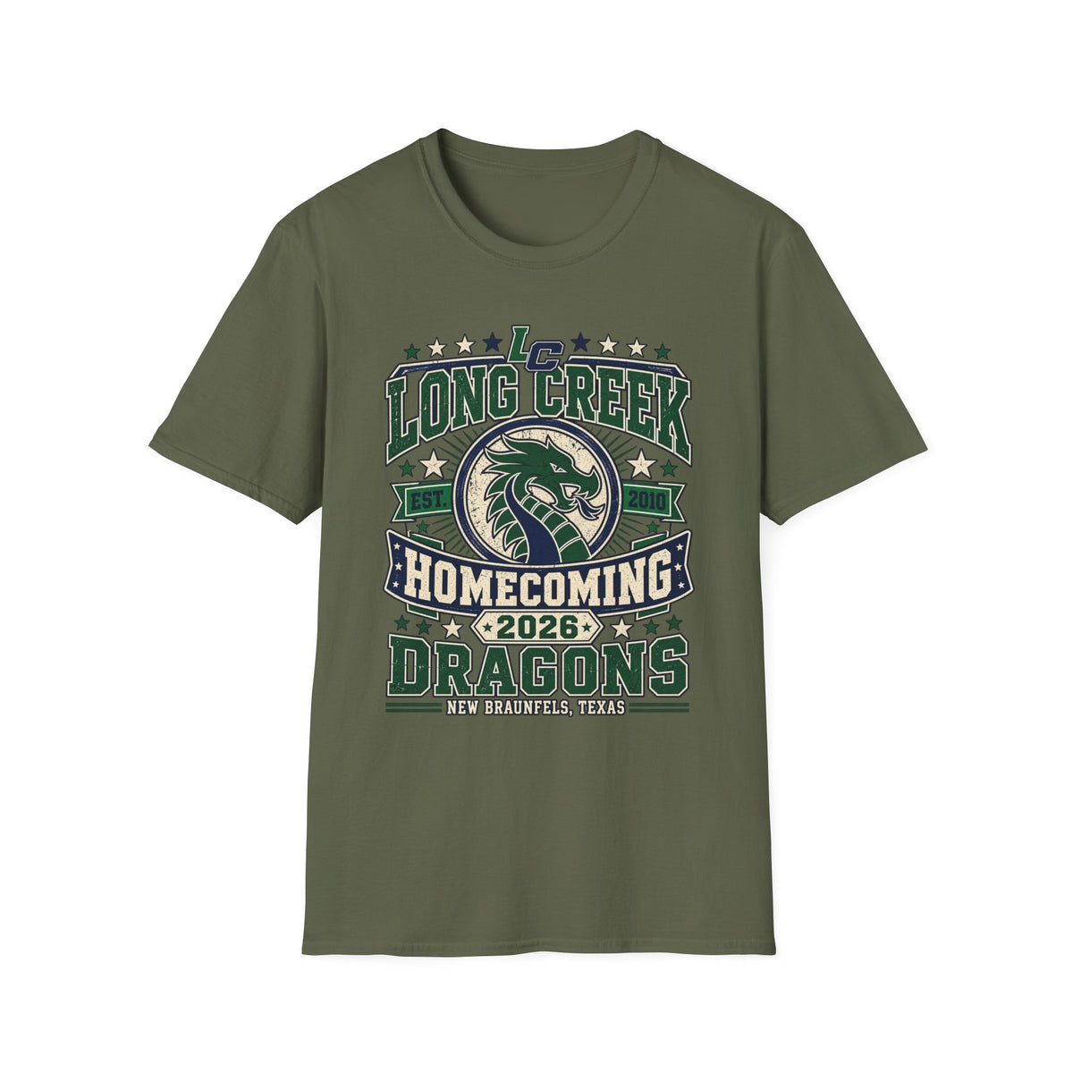 Long Creek Dragons Homecoming T-Shirt — School Spirit Tee (Est. 2020)