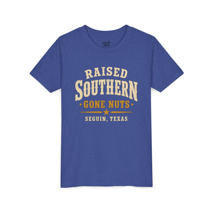 Youth Tee — "Raised Southern, Lone Star" Seguin, Texas Kids Shirt