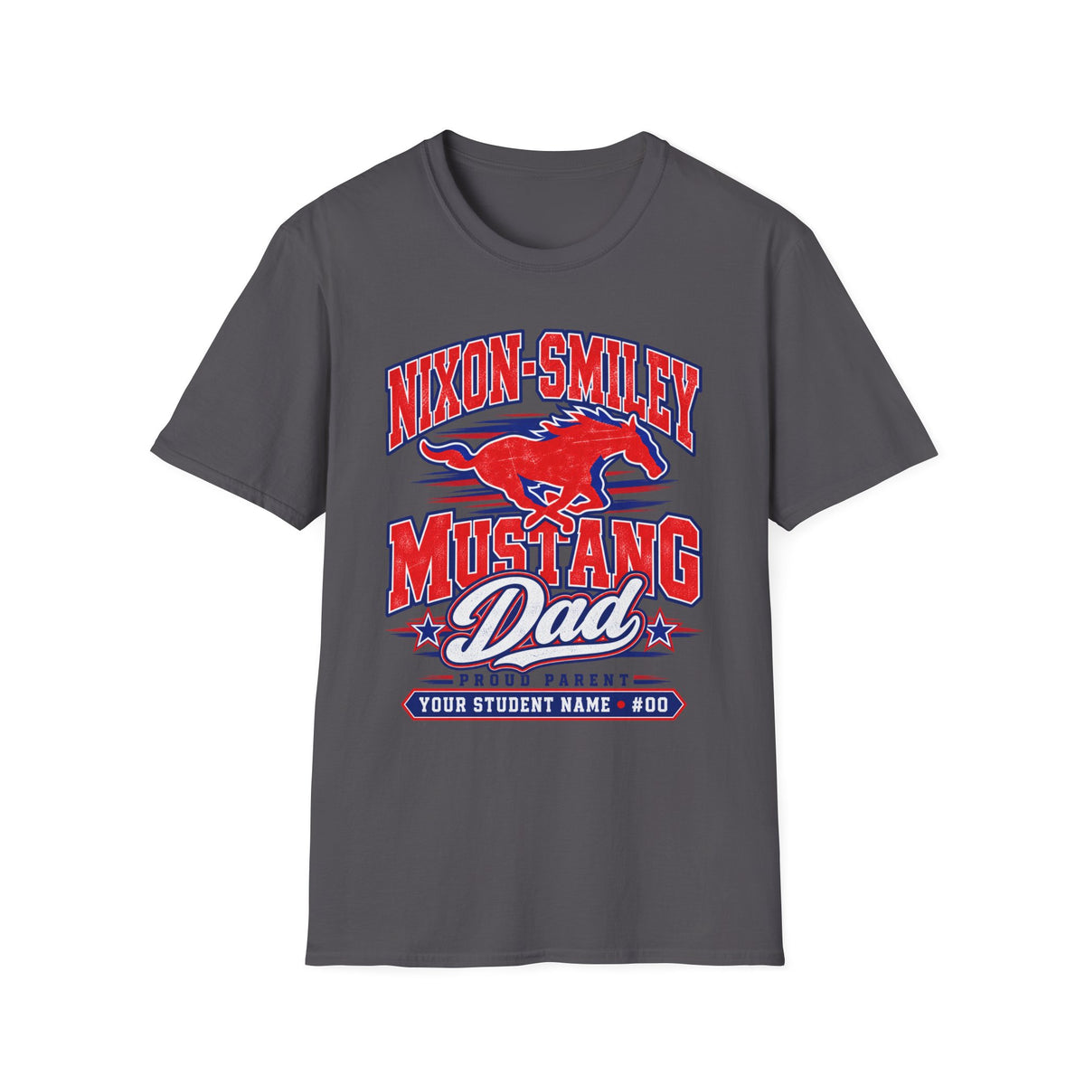 Mustang Dad T‑Shirt — Nixon‑Smiley High School Spirit Tee