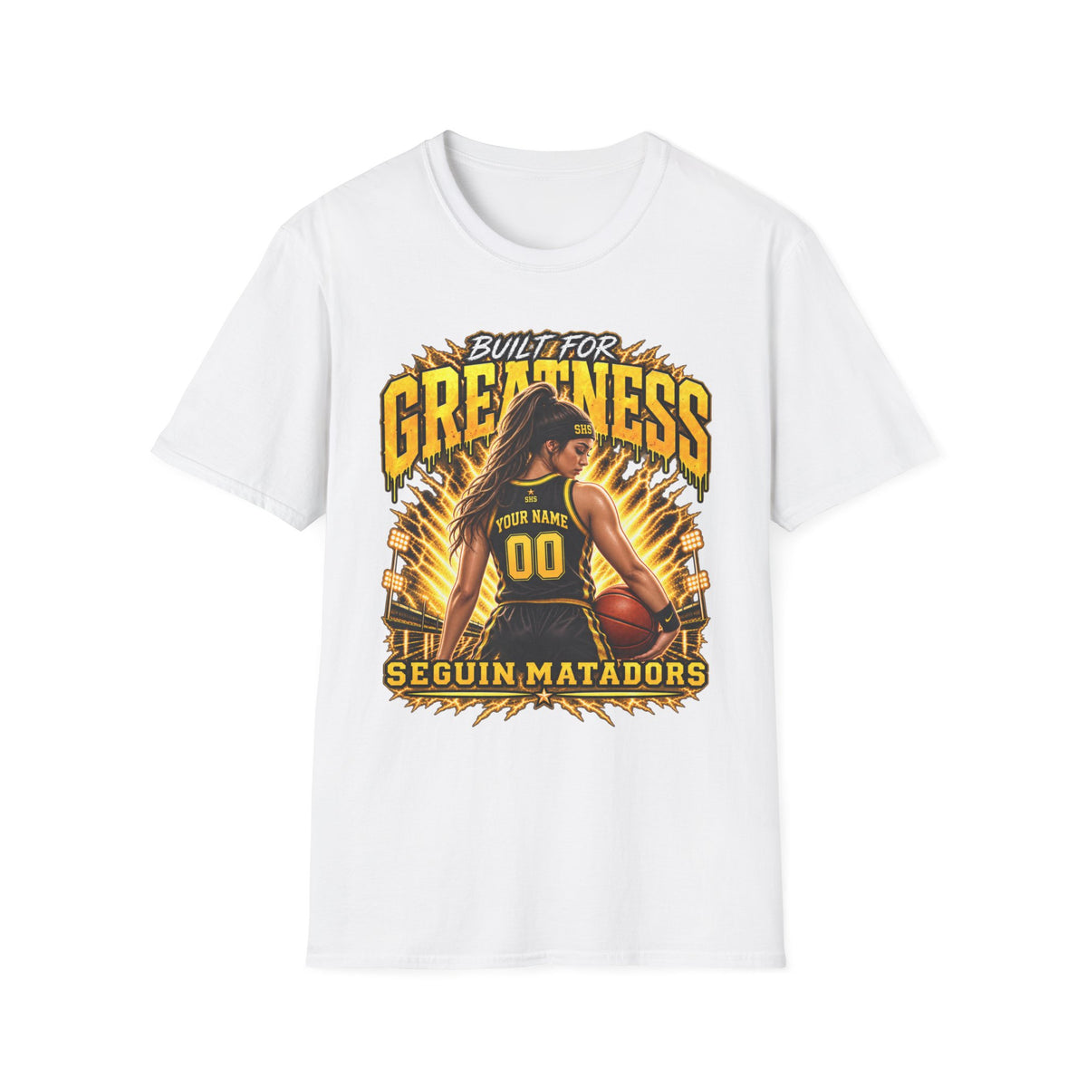 Custom Seguin Matador Girls Basketball Player Tee | Personalized Name & Jersey Number