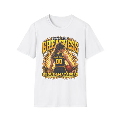 Custom Seguin Matador Girls Basketball Player Tee | Personalized Name & Jersey Number