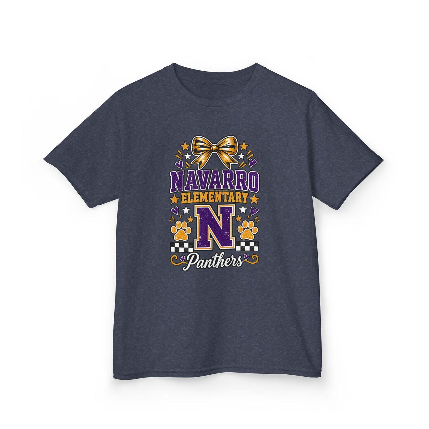 Kids Navarro Elementary Panthers T‑Shirt — Purple & Gold School Spirit Tee