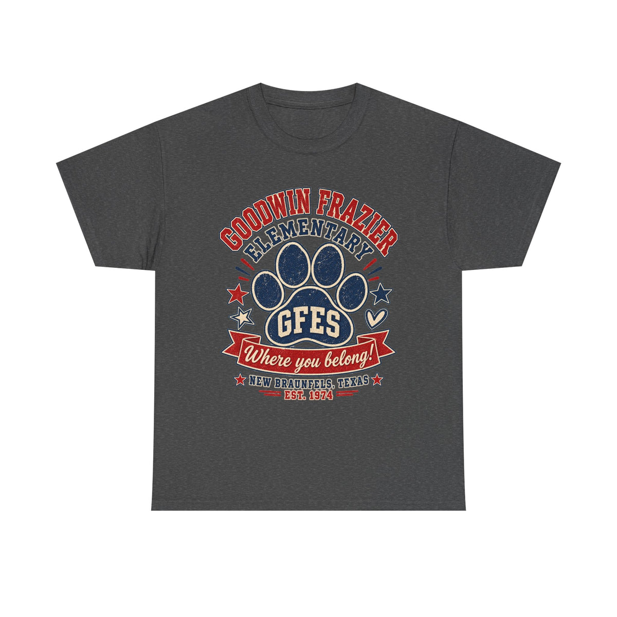 Goodwin Frazier Elementary GFES Paw Print T-Shirt — Where You Belong School Spirit Tee