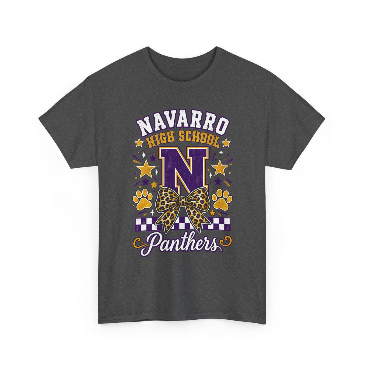 Navarro Panthers High School Tee — 'N' Leopard Ribbon Paw Print Design