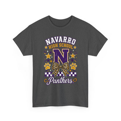 Navarro Panthers High School Tee — 'N' Leopard Ribbon Paw Print Design